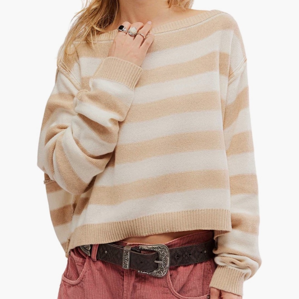 We The Free Into the blue stripe crop sweater